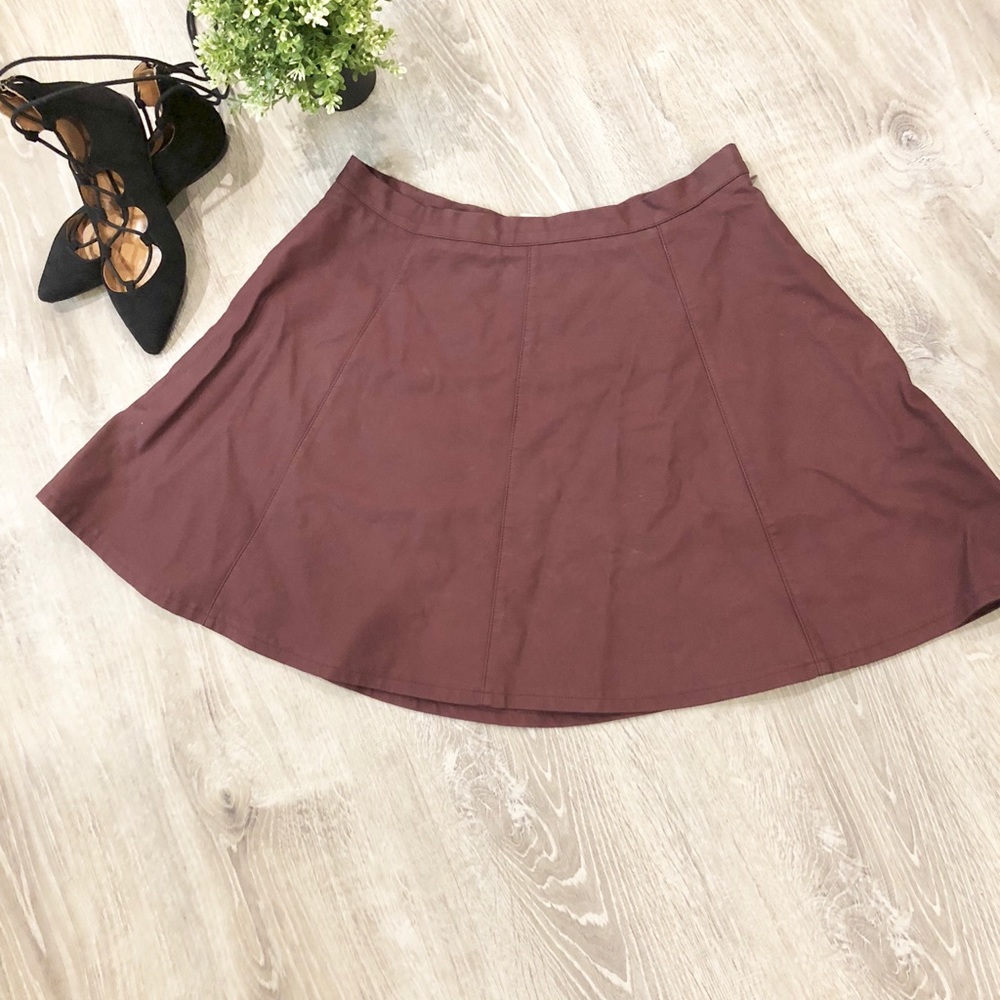 LA HEARTS Wine Colored Faux Leather Mini Skirt